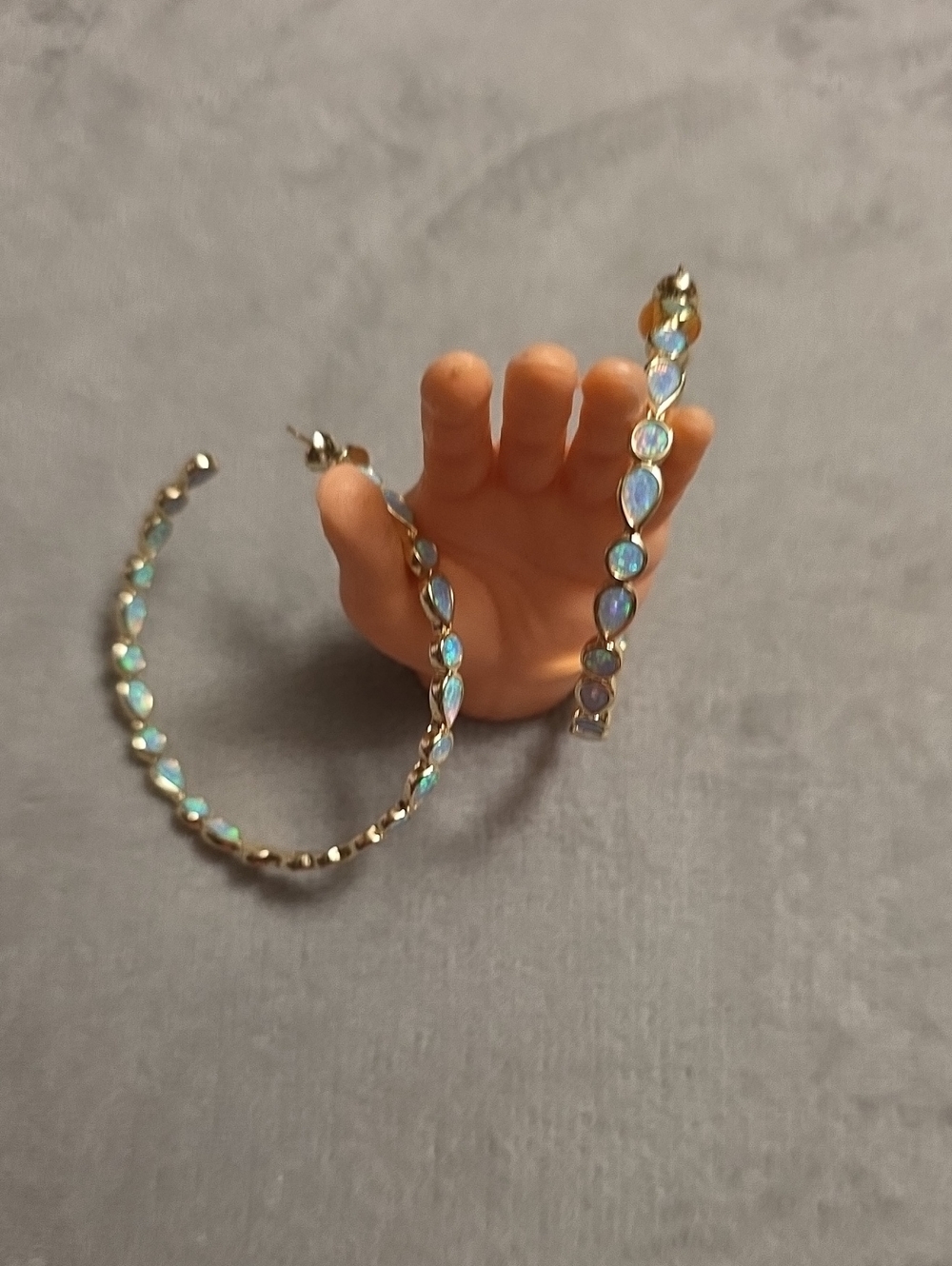 NWT Melinda Maria 2" Isla Hoop Earrings - Gold & Blue Opal